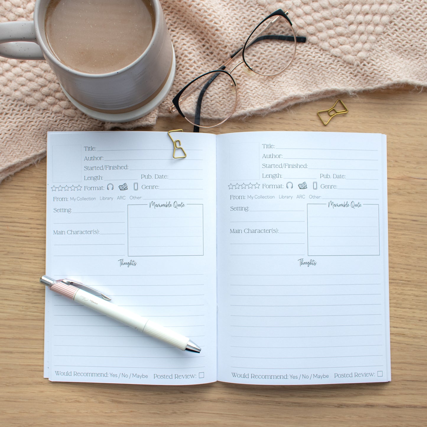 *IMPERFECT* Green Library Book Review Notebook - Final Sale