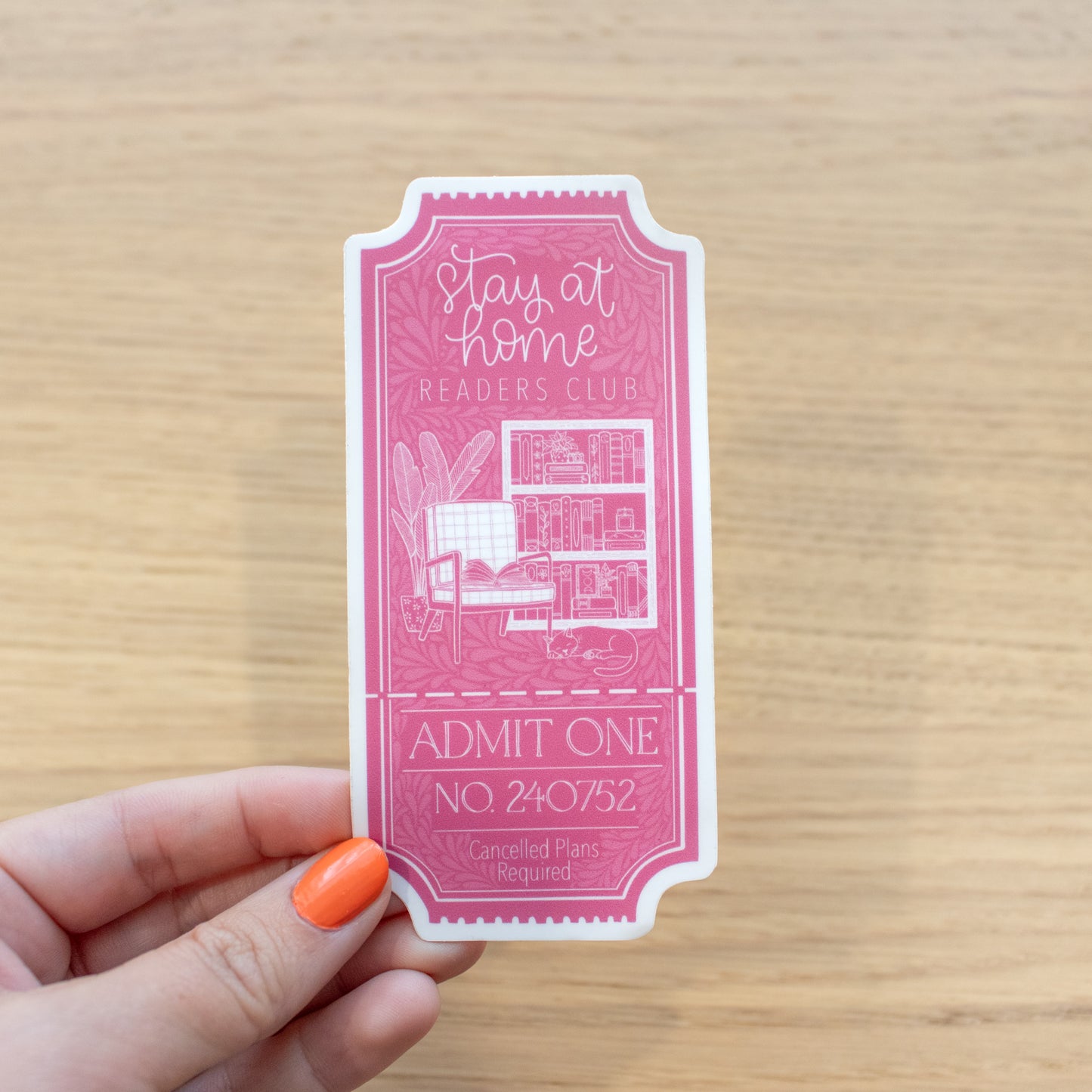 Stay-At-Home Readers Club Ticket - Vinyl Sticker