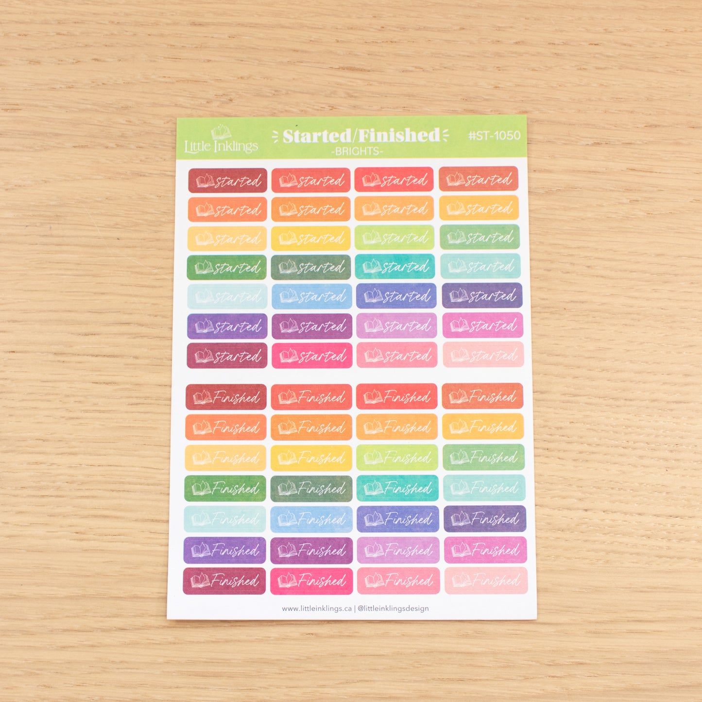 Started/Finished - Brights - Planner Stickers