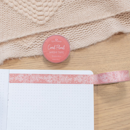 Coral Floral - Washi Tape