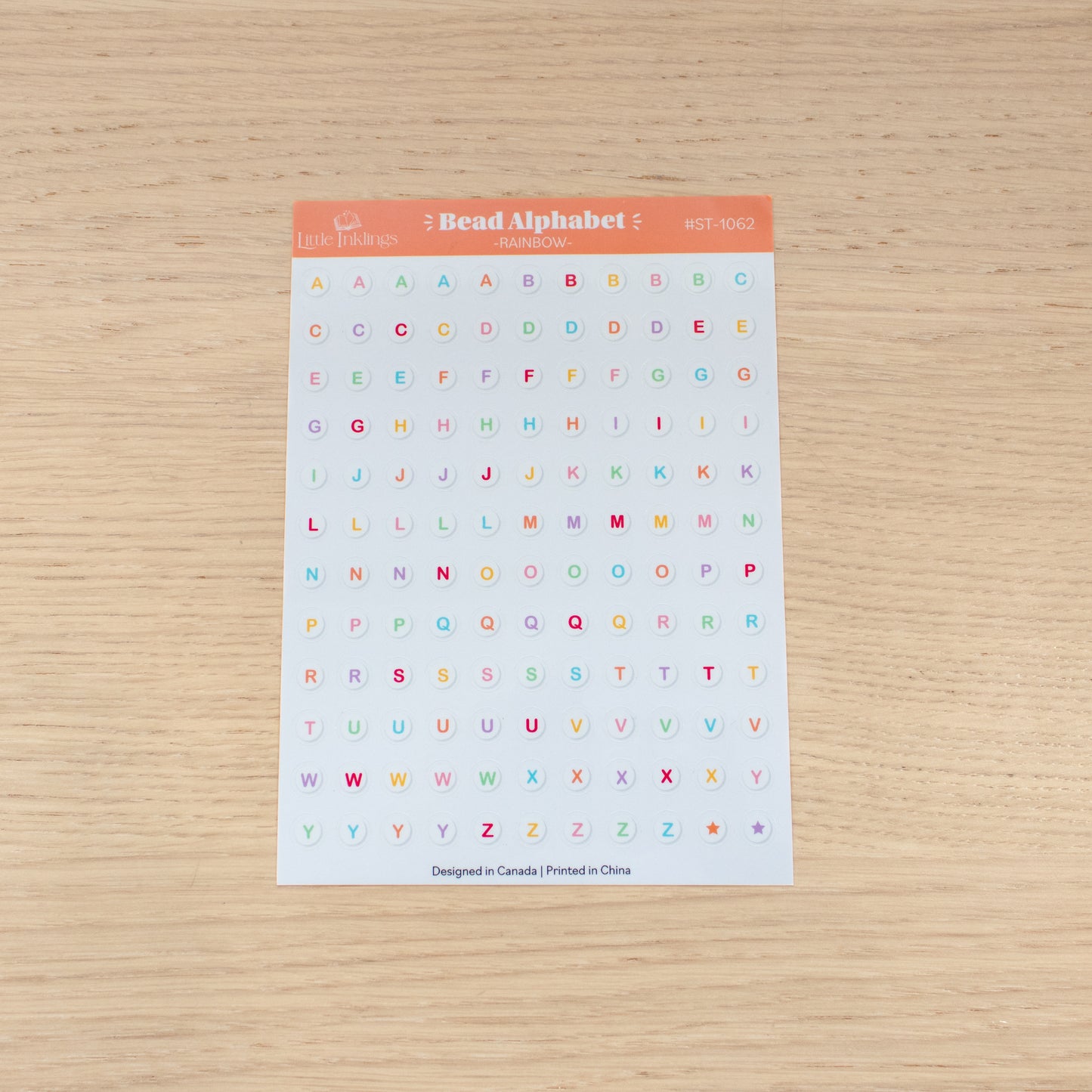 Bead Alphabet - Rainbow - Clear Planner Stickers