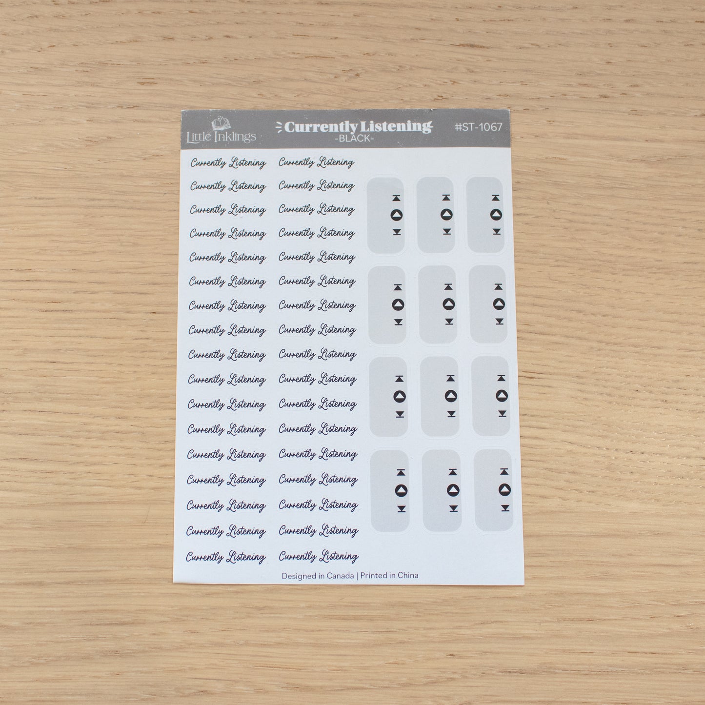 Currently Listening - Black - Planner Stickers