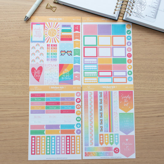 Vertical Planner Sticker Kit - Rainbow