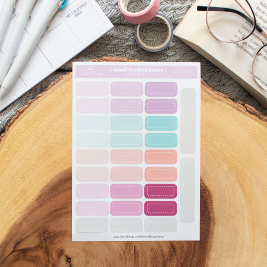 Small Dashed Boxes - Colour Set 2 - Matte Planner Stickers