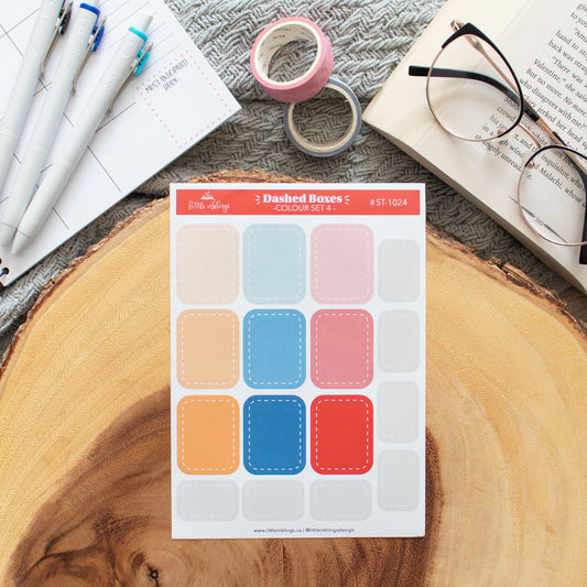 Dashed Boxes - Colour Set 4 - Matte Planner Stickers