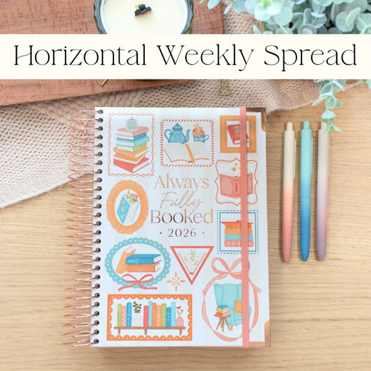 Always Fully Booked 2026 Planner - Bookish Frames - HORIZONTAL Layout