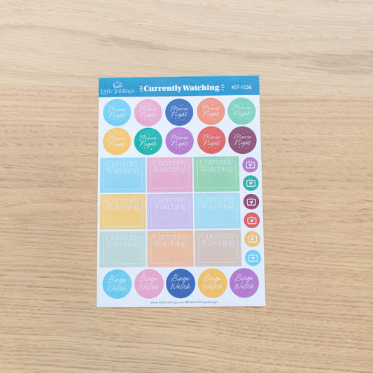 Currently Watching - TV/Movie Planner Stickers - UPDATED
