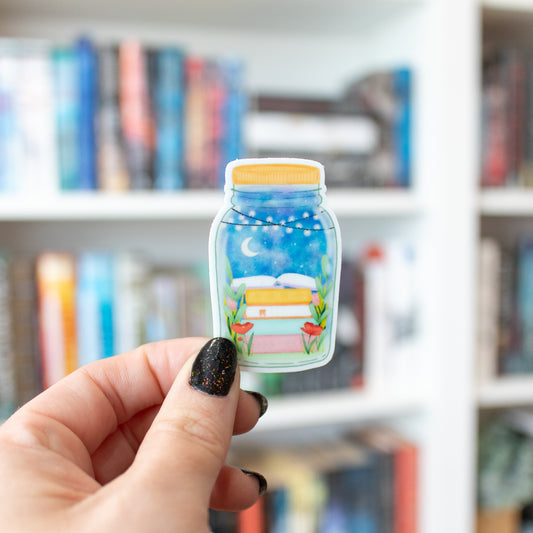 Mini Jar of Books - Vinyl Sticker