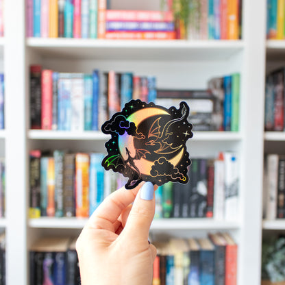 Moon and Dragons - HOLOGRAPHIC - Vinyl Sticker