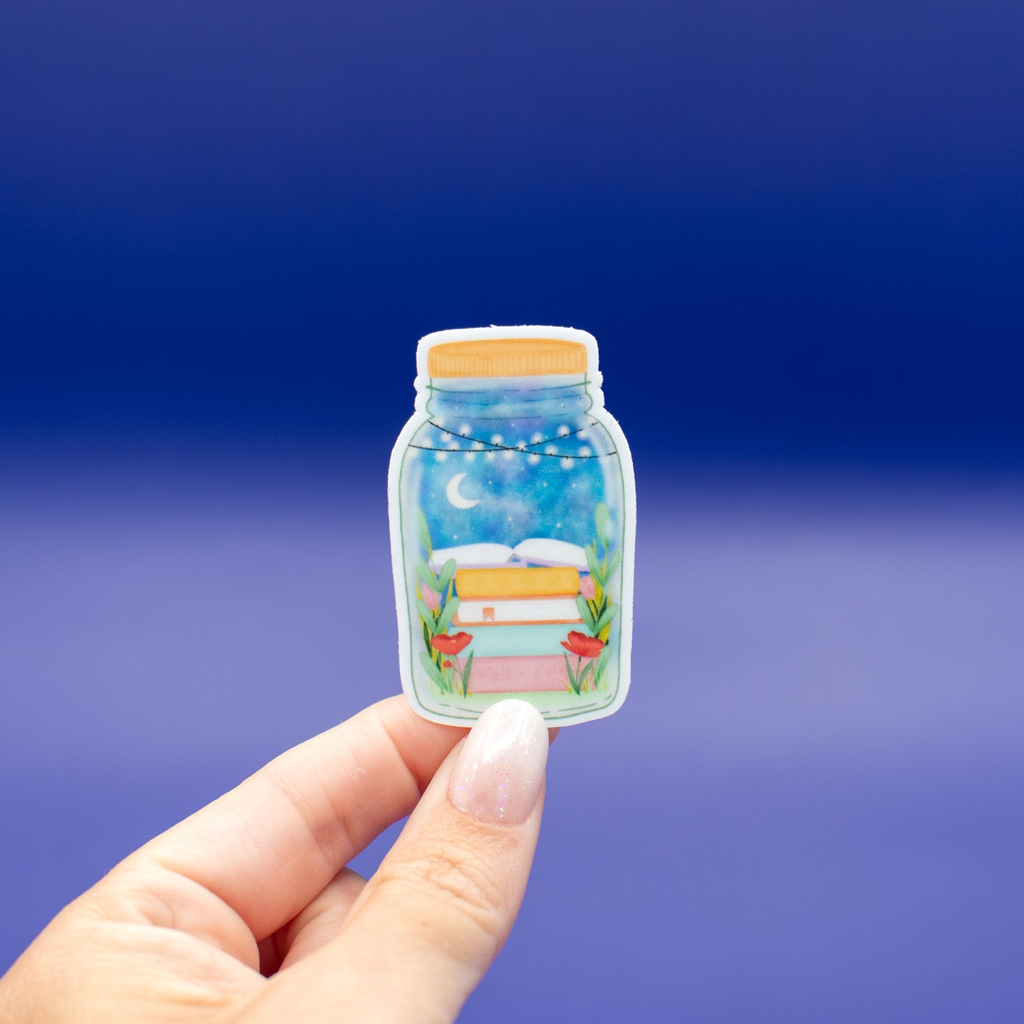Mini Jar of Books - Vinyl Sticker