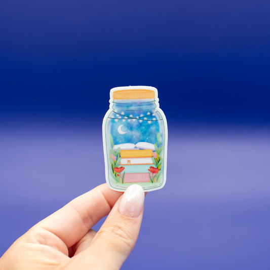 Mini Jar of Books - Vinyl Sticker