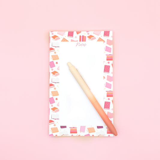 Pink Books Pattern - Notepad