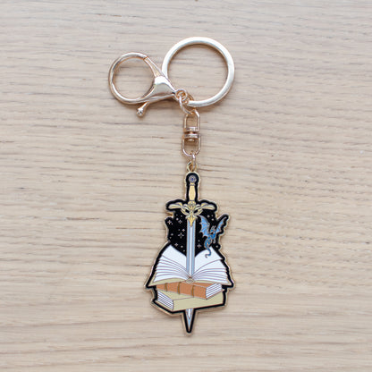 Sword & Books Enamel Keychain