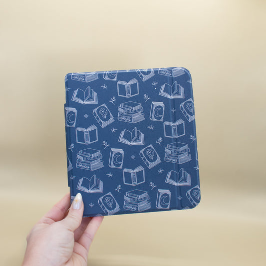 Navy Bookish Pattern Kobo Libra Case - Clear Back
