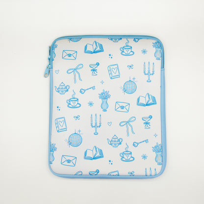 Book Pouch - Blue Doodles