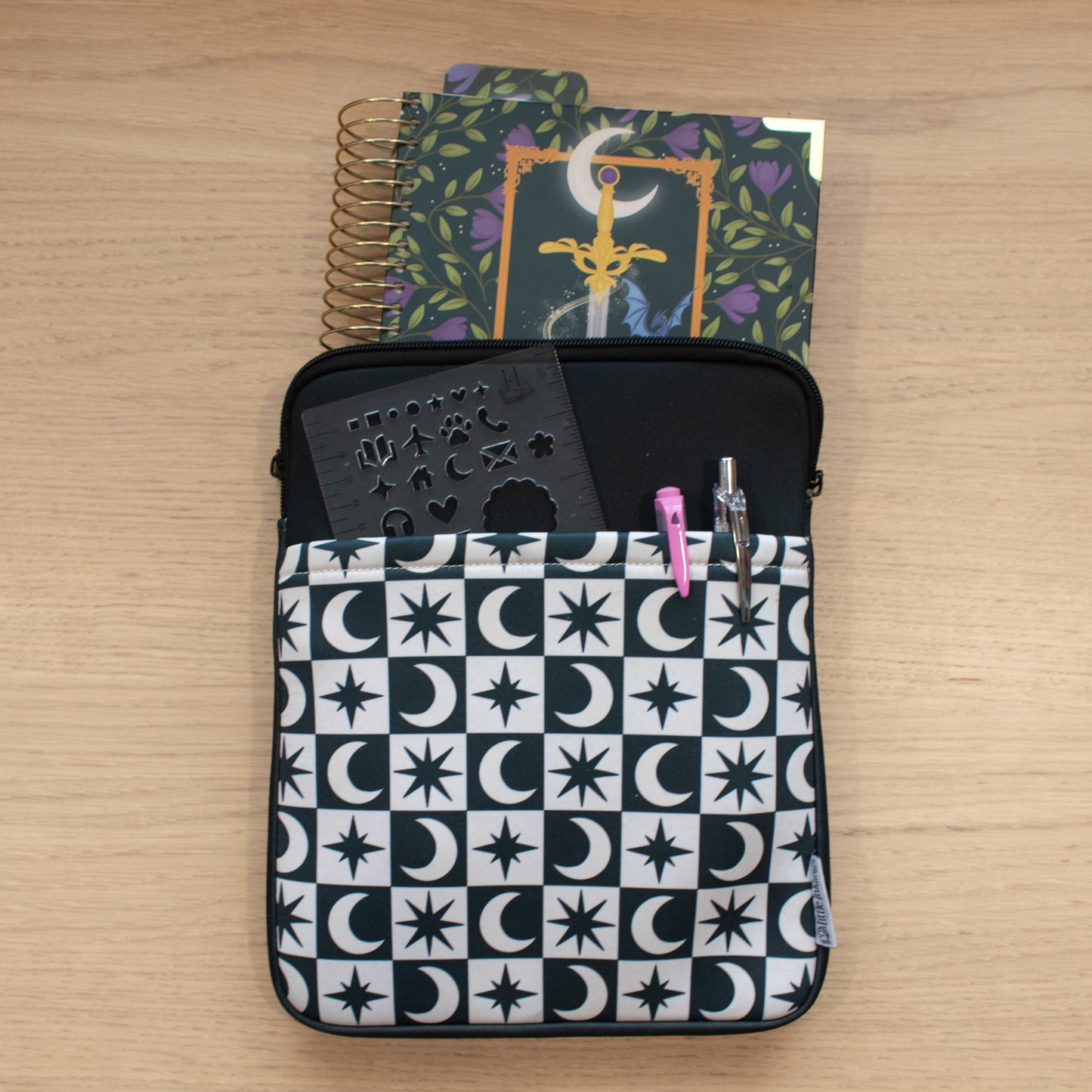 Book Pouch - Black Moon and Stars