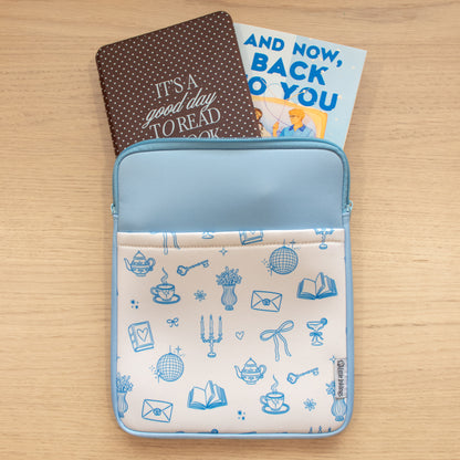Book Pouch - Blue Doodles