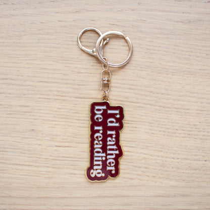 Rather Be Reading Enamel Keychain