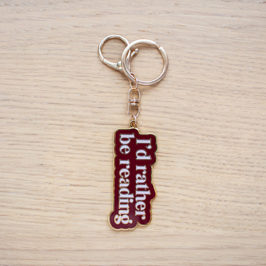 Rather Be Reading Enamel Keychain