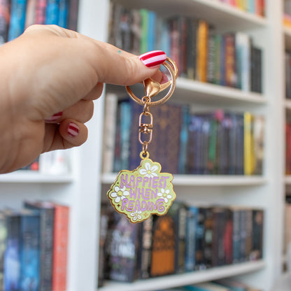 Happiest When Reading Enamel Keychain
