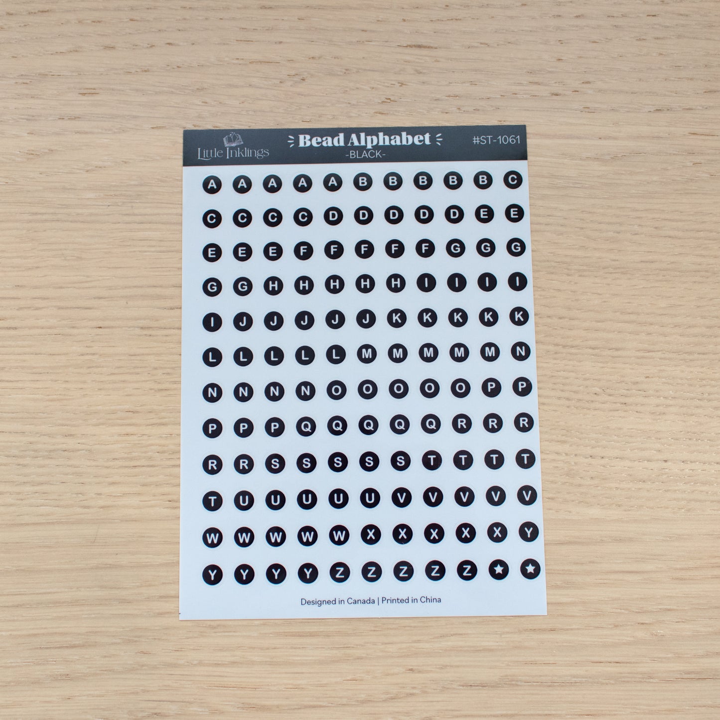 Bead Alphabet - Black - Clear Planner Stickers