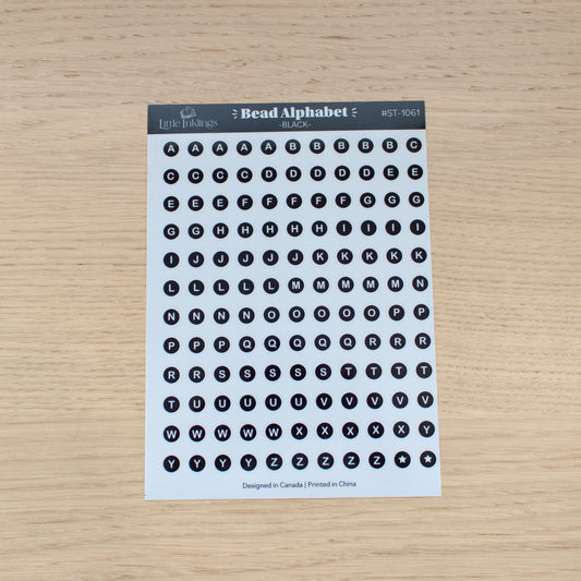 Bead Alphabet - Black - Clear Planner Stickers