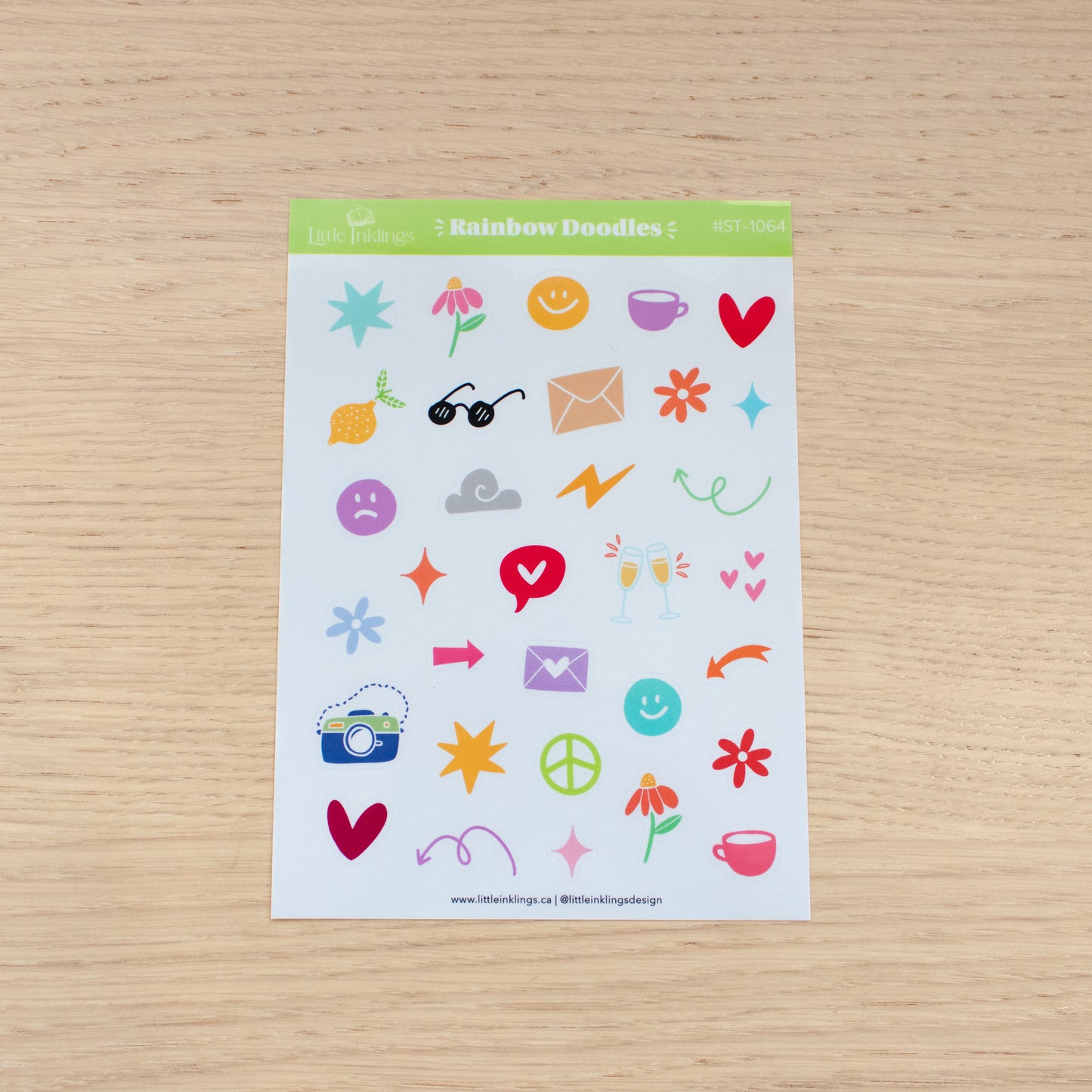 Rainbow Doodles - Clear Planner Stickers