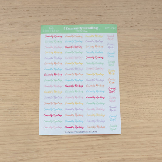 Currently Reading - Rainbow - Planner Stickers