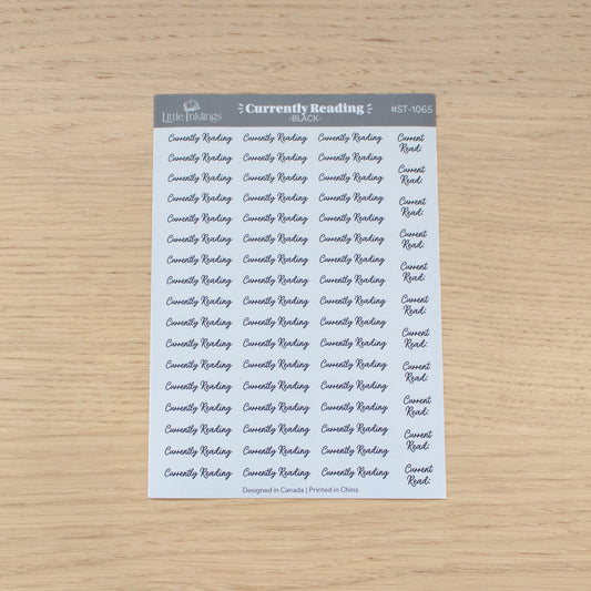Currently Reading - Black - Planner Stickers