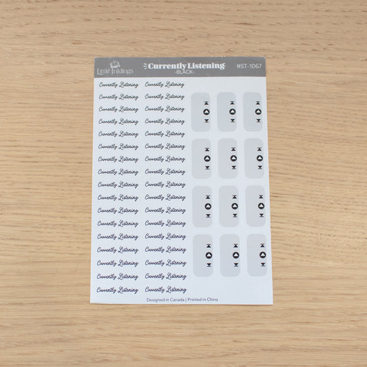 Currently Listening - Black - Planner Stickers