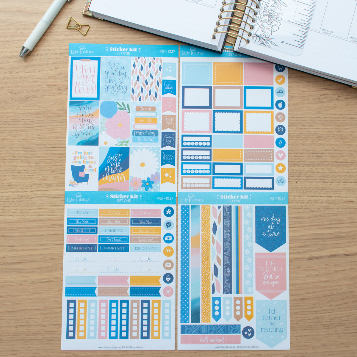 Vertical Planner Sticker Kit - Blue – Little Inklings Design