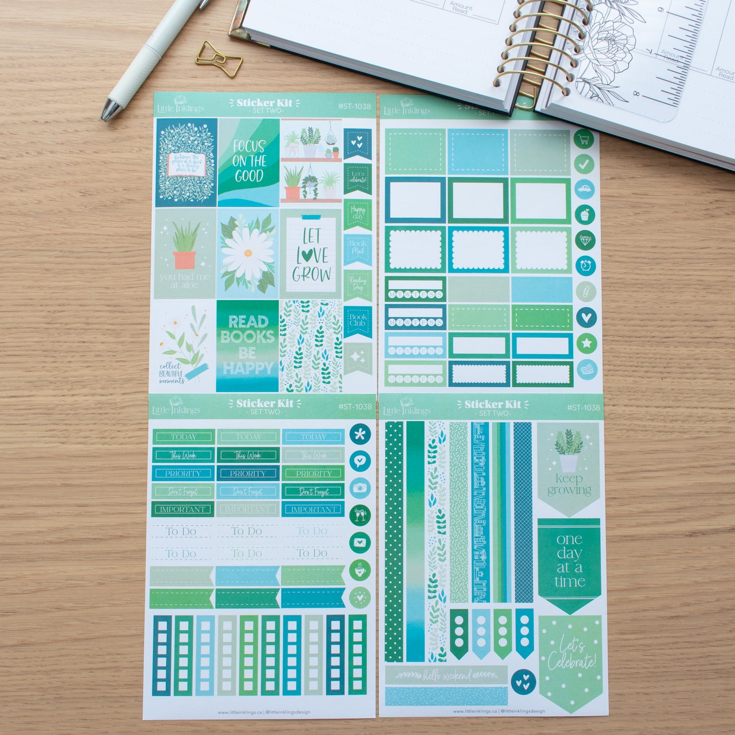 Vertical Planner Sticker Kit - Green