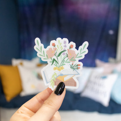 Books and Flowers - CLEAR - Vinyl Sticker