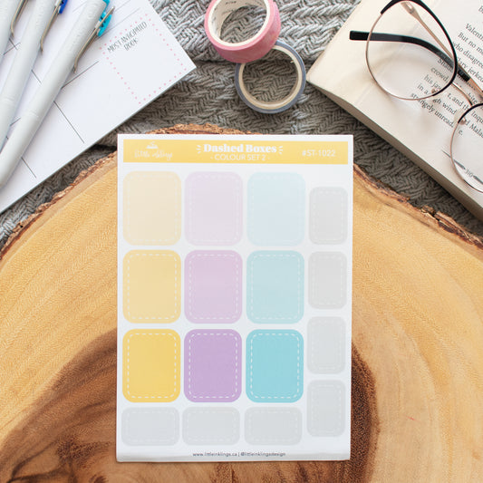 Dashed Boxes - Colour Set 2 - Matte Planner Stickers