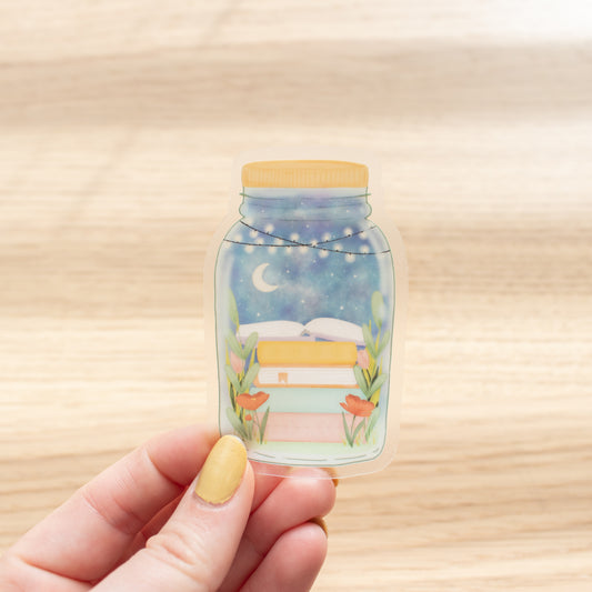Jar of Books - CLEAR - Vinyl Sticker